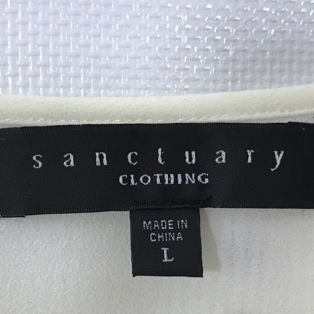 Sanctuary Accordion Pleat Cold Shoulder Tunic Blouse Ivory L - Picture 9 of 10